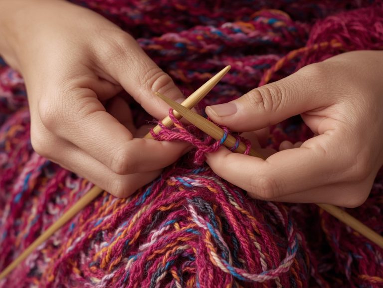 Hand knitting with wool yarn for handcrafted products