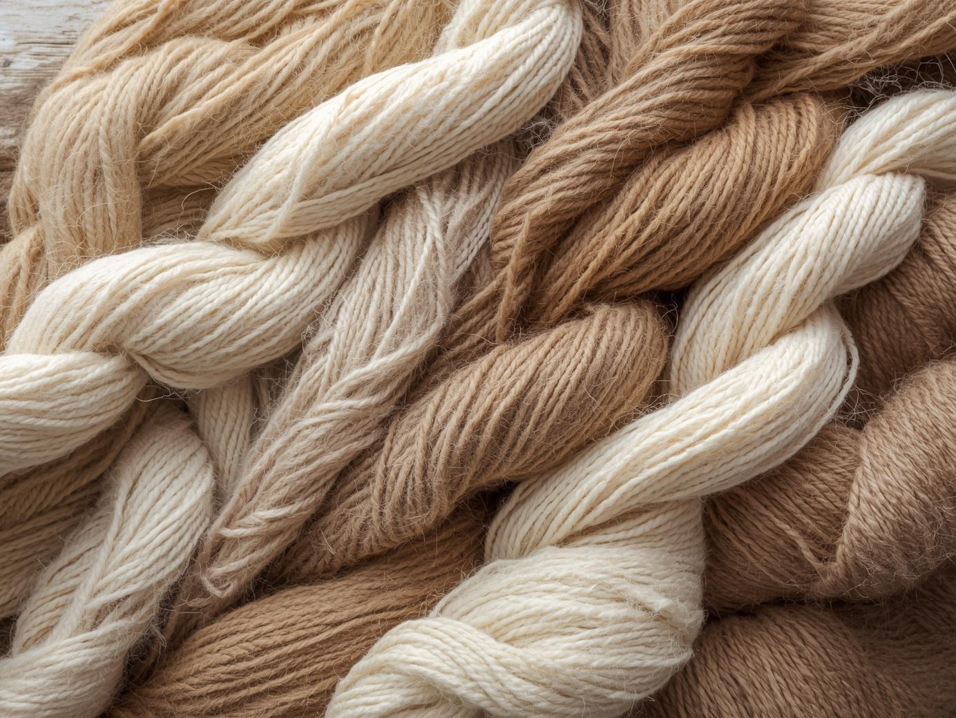 Naturally dyed wool skeins representing sustainable practices